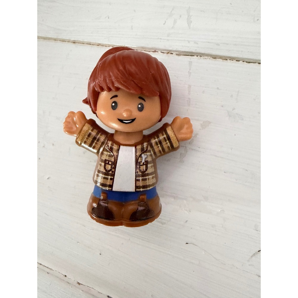 Fisher Price Little People Boy Figure Brown Plaid Flannel Shirt Mattel Toy
